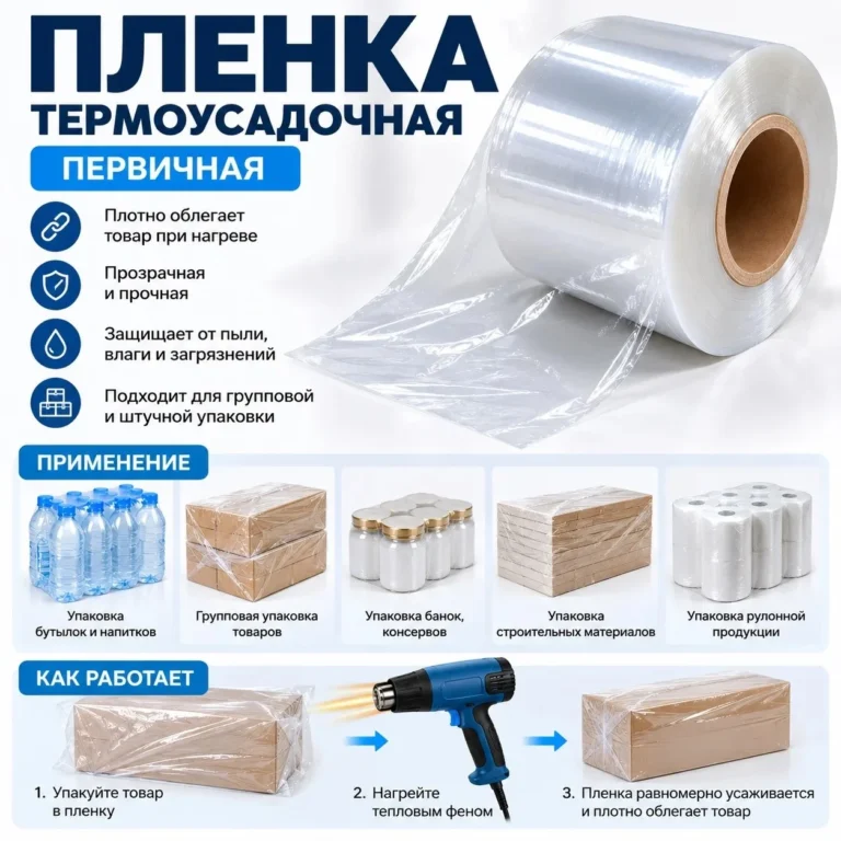 Пленка термоусадочная первичная прозрачная в рулонах